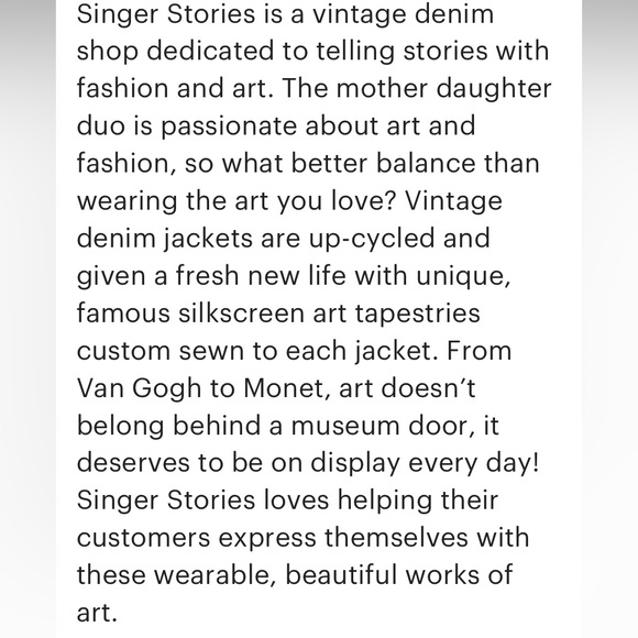 One-of-a-Kind Upcycled Denim Jacket Vincent Van Gogh - Picture 8 of 8